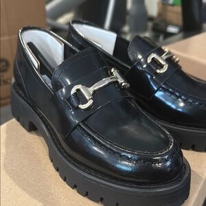 Steve Madden Black and Gold Chunky Sole Loafers